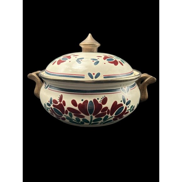 VTG GERMAN ENAMEL COOKWARE CASSEROLE ASTA HERVORRAGENDE KOCHEIGENSCHAFTEN & LID - Picture 1 of 10